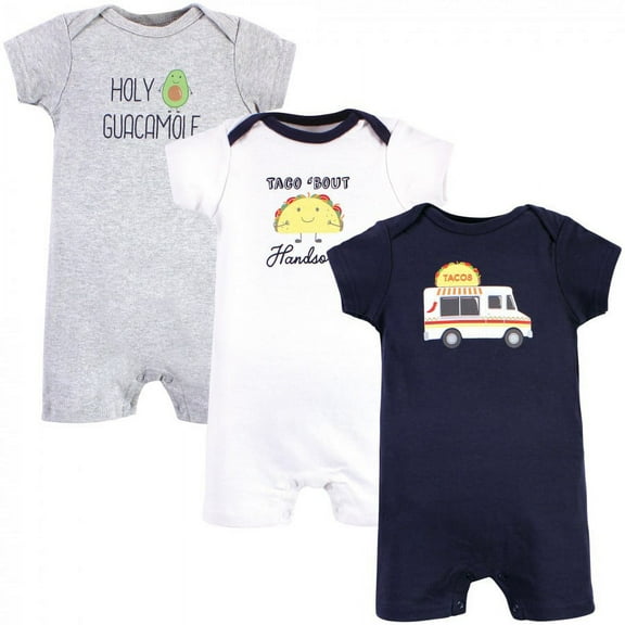 Hudson Baby Infant Boy Cotton Rompers, Taco Truck, 6-9 Months