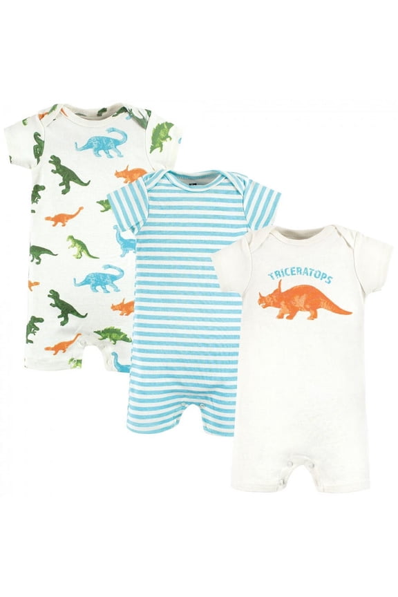 Infant Boy Cotton Rompers, Triceratops, 0-3 Months