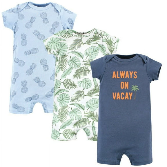 Hudson Baby Infant Boy Cotton Rompers, Vacay, 12-18 Months