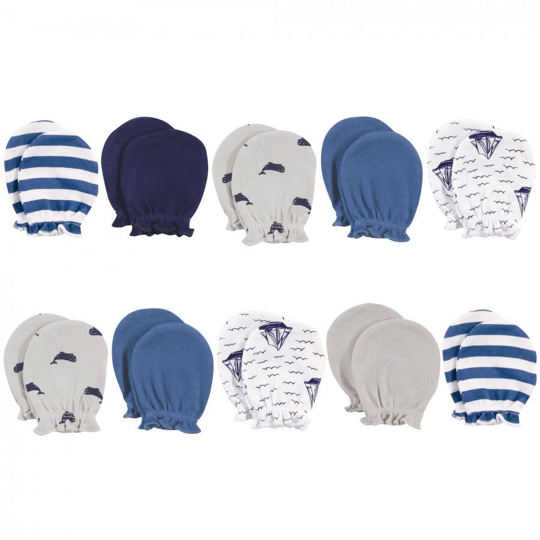 Hudson Baby Infant Boy Cotton Scratch Mittens, Royal Safari