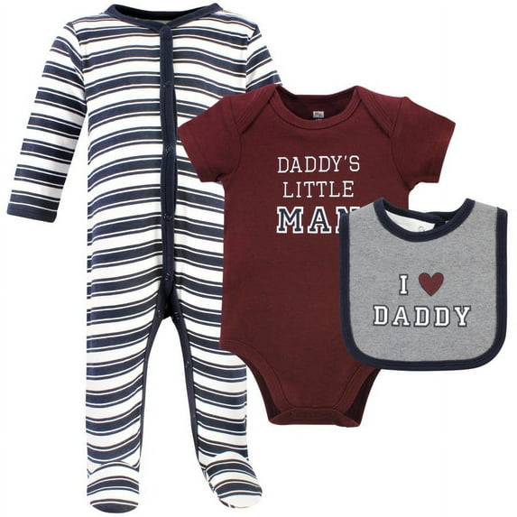 Hudson Baby Infant Boy Cotton Sleep and Play, Bodysuit and Bandana Bib Set, Boy Daddy, 6-9 Months