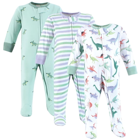 Hudson Baby Infant Boy Cotton Sleep and Play, Cheerful Dino Friends, 0-3 Months