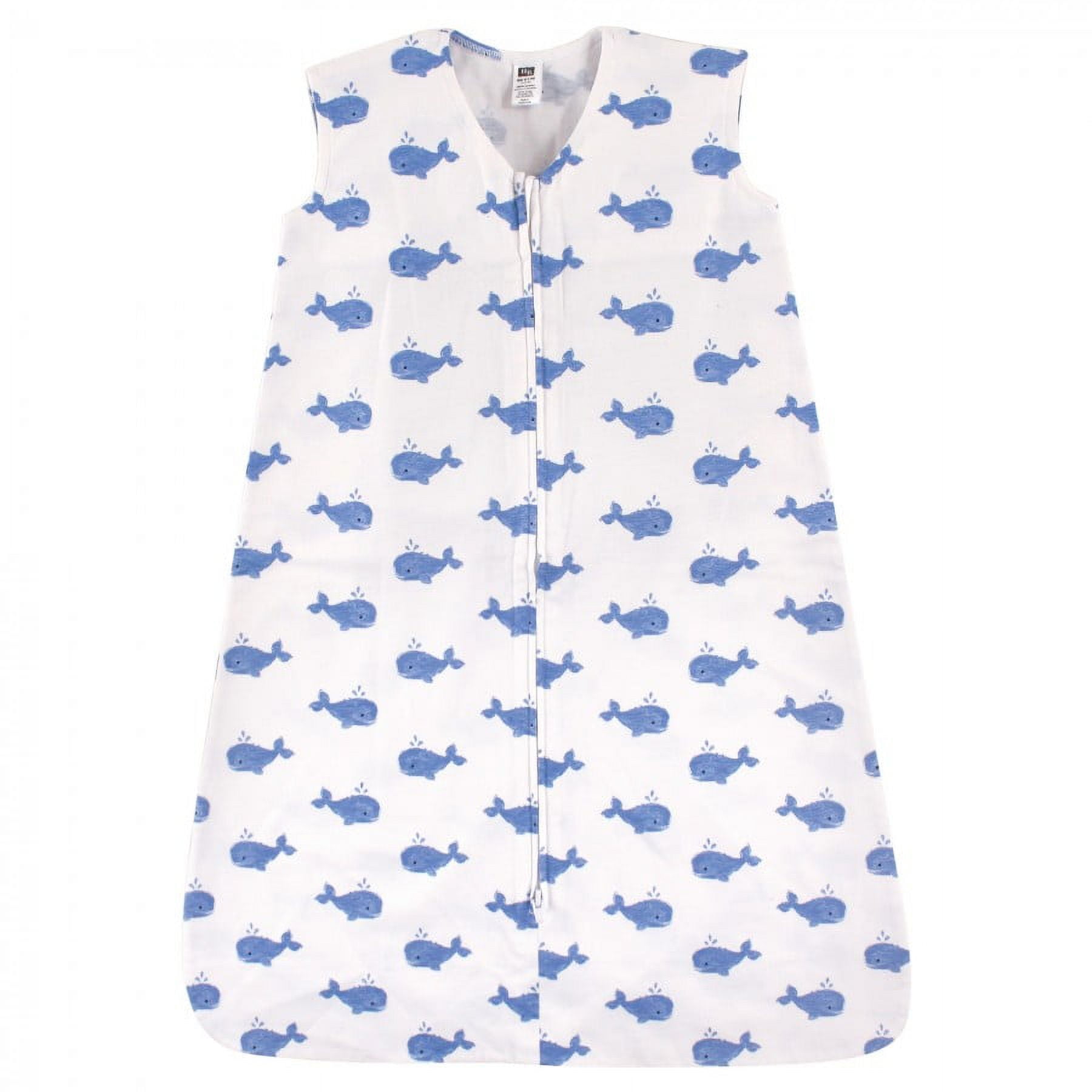 Hudson Baby Infant Boy Cotton Sleeveless Wearable Sleeping Bag, Sack, Blanket, Whale, 6-12 Months