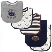 Hudson Baby Infant Boy Cotton Terry Bib and Burp Cloth Set 5pk, Football, One Size