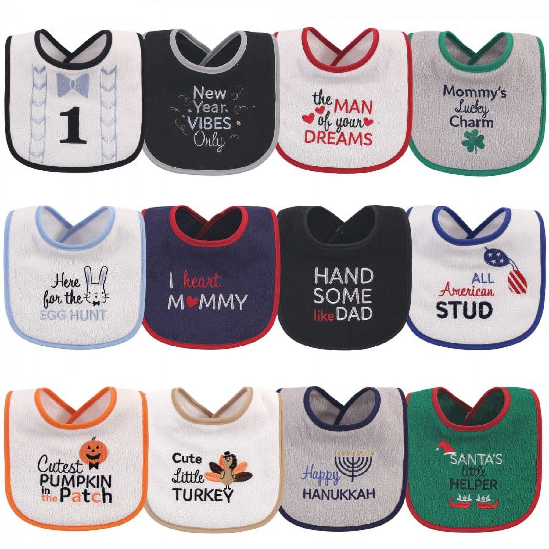 Hudson Baby Infant Boy Cotton Terry Drooler Bibs with Fiber