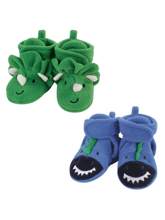 Infant Boy Cozy Fleece Booties, Boy Dino, 6-12 Months