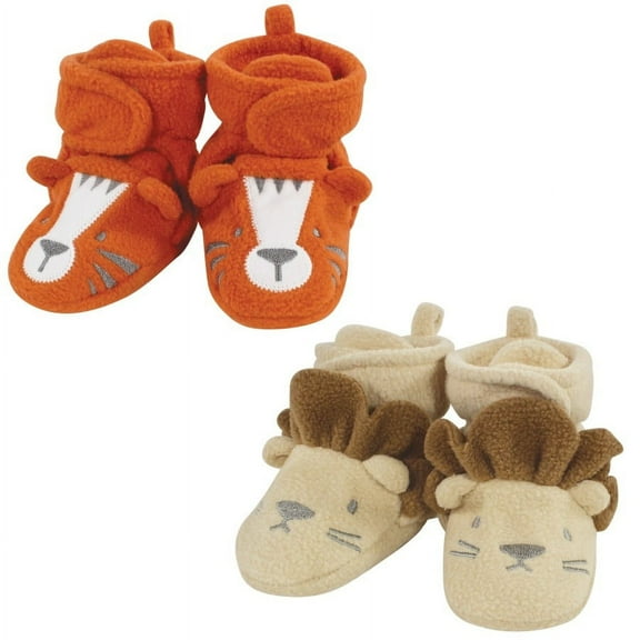Hudson Baby Infant Boy Cozy Fleece Booties, Lion Tiger, 2 Toddler