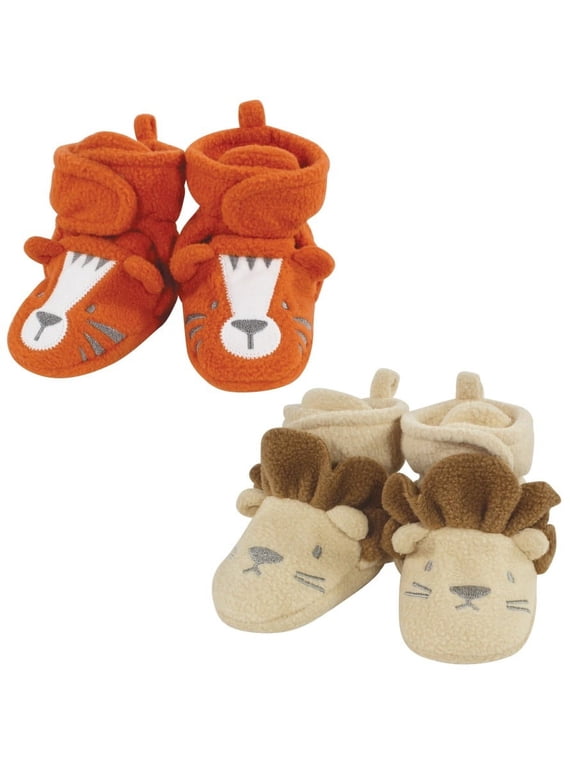 Infant Boy Cozy Fleece Booties, Lion Tiger, 2 Toddler