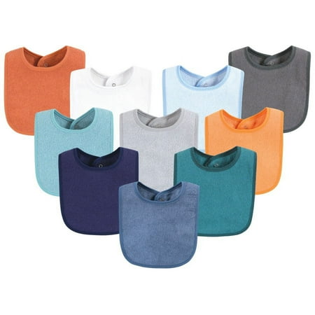 Hudson Baby Infant Boy Drooler Bib with Waterproof Lining, Blue Orange, One Size