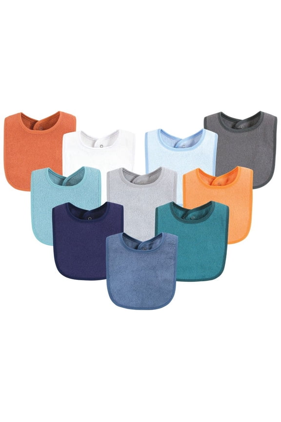 Infant Boy Drooler Bib with Waterproof Lining, Blue Orange, One Size