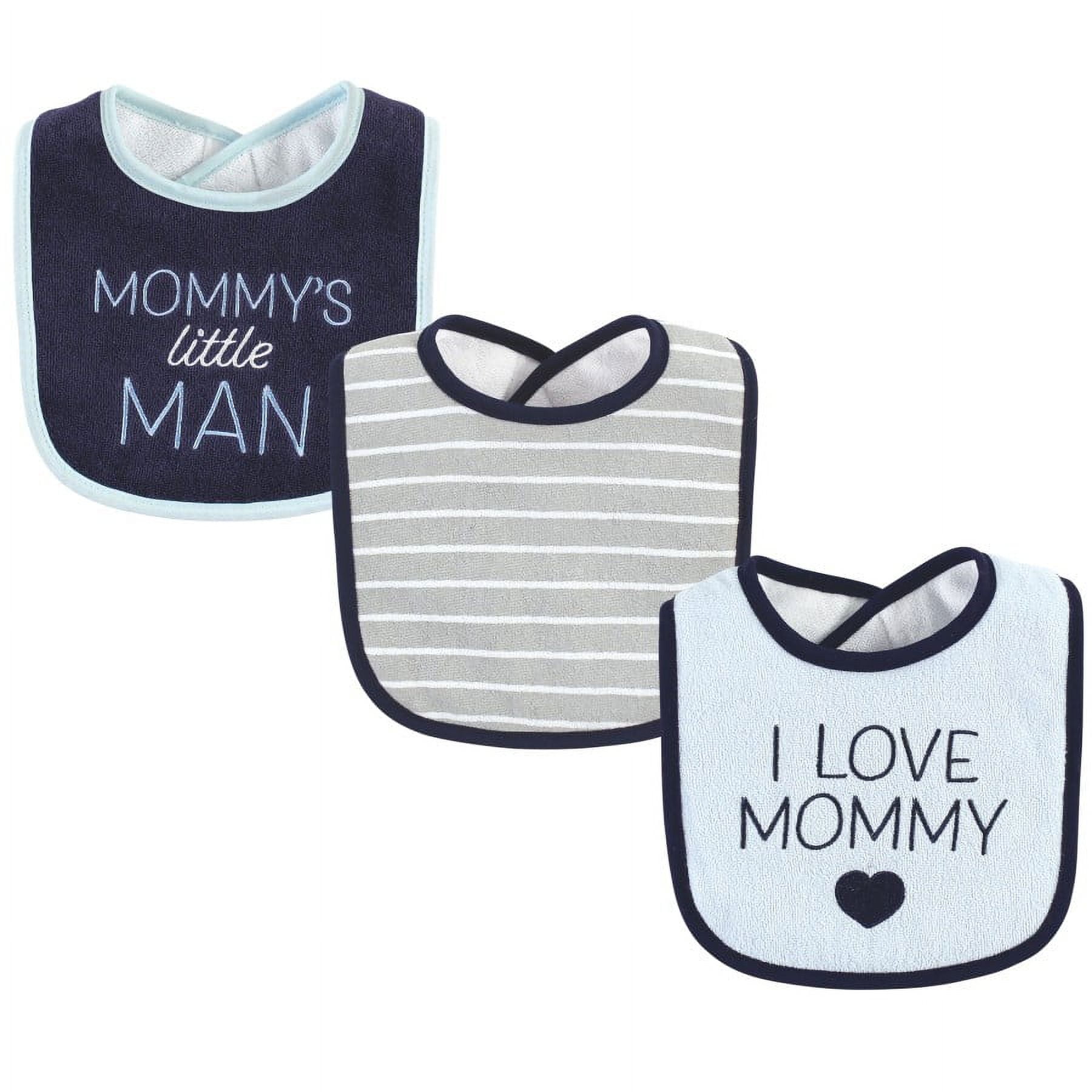 Hudson Baby Infant Boy Fiber Filled Drooler Bibs 3pk, I Love Mommy
