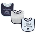 thumbnail image 1 of Hudson Baby Infant Boy Fiber Filled Drooler Bibs 3pk, I Love Mommy Lt. Blue, One Size, 1 of 5