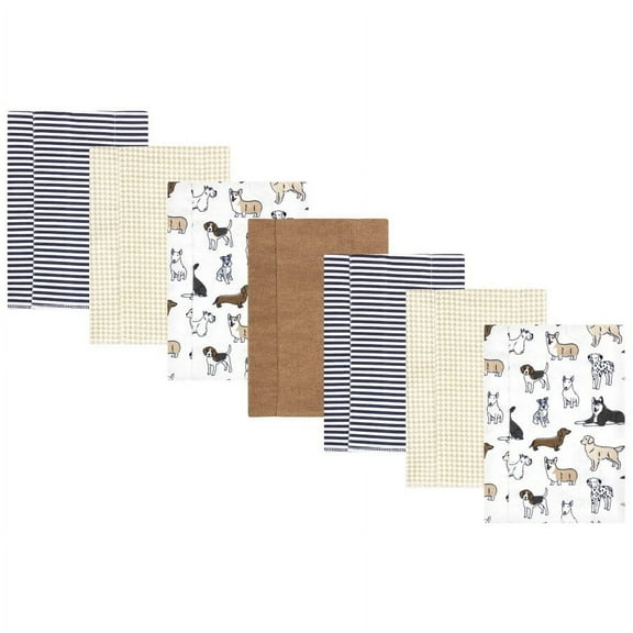 Hudson Baby Infant Boy Flannel Burp Cloth 7pk, Handsome Dogs, One Size