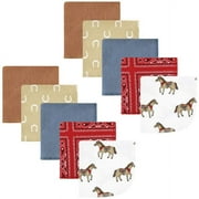 Hudson Baby Unisex Baby Flannel Cotton Poly Washcloths, Cowboy 10 Pack, One Size