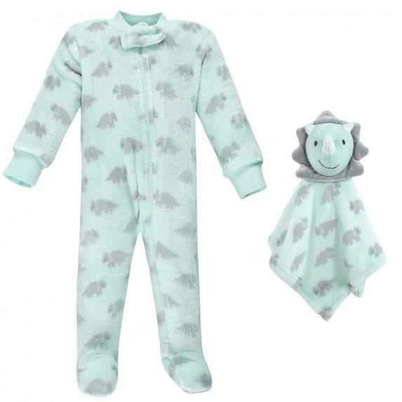 Hudson Baby Infant Boy Flannel Plush Sleep and Play and Security Toy, Triceratops, 0-3 Months