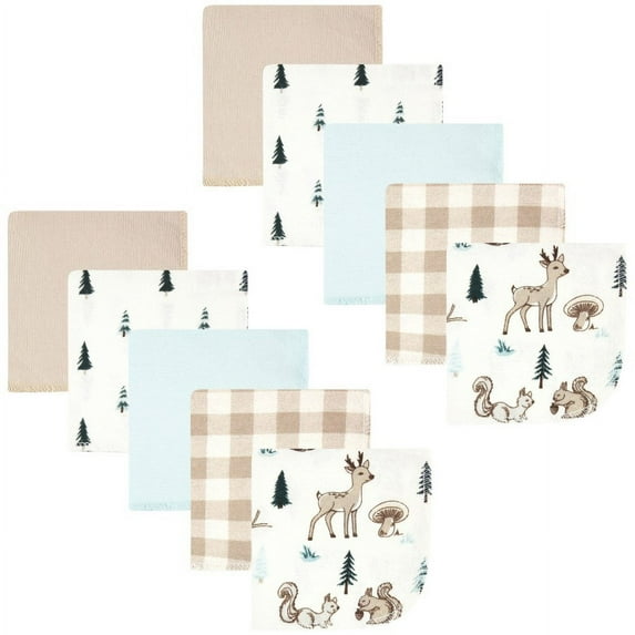 Hudson Baby Infant Boy Flannel Washcloths, Boy Woodland Pals 10Pk, One Size