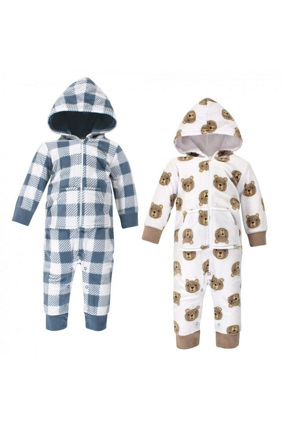 Infant Boy Fleece Jumpsuits, Coveralls, and Playsuits 2pk, Little Bear, 12-18 Months