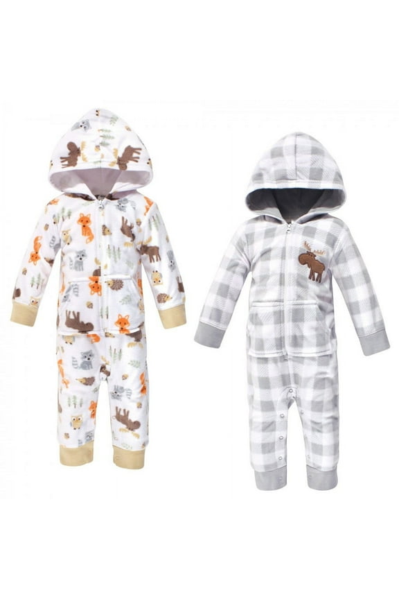 Infant Boy Fleece Jumpsuits, Coveralls, and Playsuits 2pk, Woodland, 6-9 Months