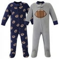 Hudson Baby Infant Boy Fleece Zipper Sleep and Play 2pk, Football, 69 Months