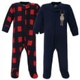 thumbnail image 1 of Hudson Baby Infant Boy Fleece Zipper Sleep and Play 2pk, Forest Moose, 3-6 Months, 1 of 2