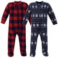 thumbnail image 1 of Hudson Baby Infant Boy Fleece Zipper Sleep and Play 2pk, Sweater Plaid, 3-6 Months, 1 of 3