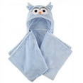thumbnail image 1 of Hudson Baby Infant Boy Hooded Animal Face Plush Blanket, Blue Owl, One Size, 1 of 3