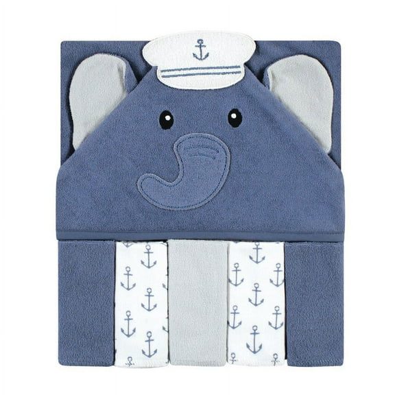 Hudson Baby Elephants Cotton Hooded Towels, Sailor Elephant