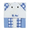 thumbnail image 1 of Hudson Baby Infant Boy Hooded Towel and Five Washcloths Set, Gingham Elephants, One Size, 1 of 2
