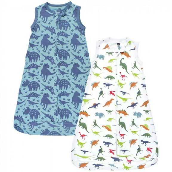 Hudson Baby Infant Boy Interlock Cotton Sleeveless Sleeping Bag, Dinosaurs, 0-3 Months