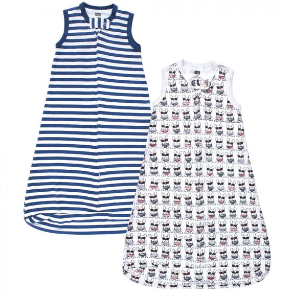 Hudson Baby Infant Boy Interlock Cotton Sleeveless Sleeping Bag, French Dog, 0-3 Months