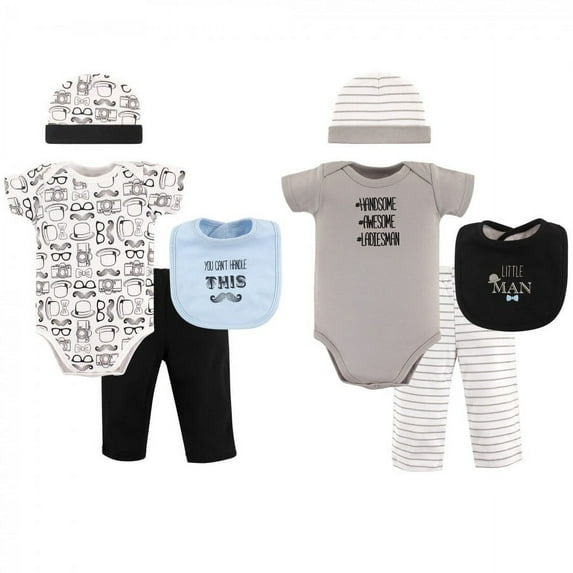 Hudson Baby Infant Boy Layette Boxed Giftset, Mustache, 0-6 Months