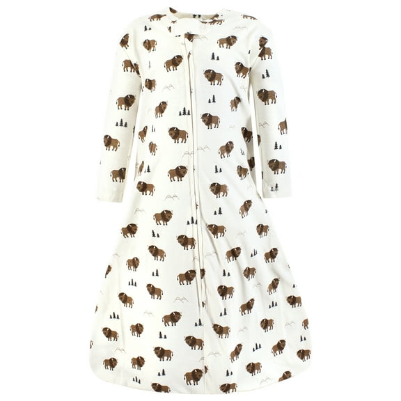 Hudson Baby Infant Boy Long Sleeve Cotton Jersey Sleeping Bag, Wild Buffalo, 0-6 Months