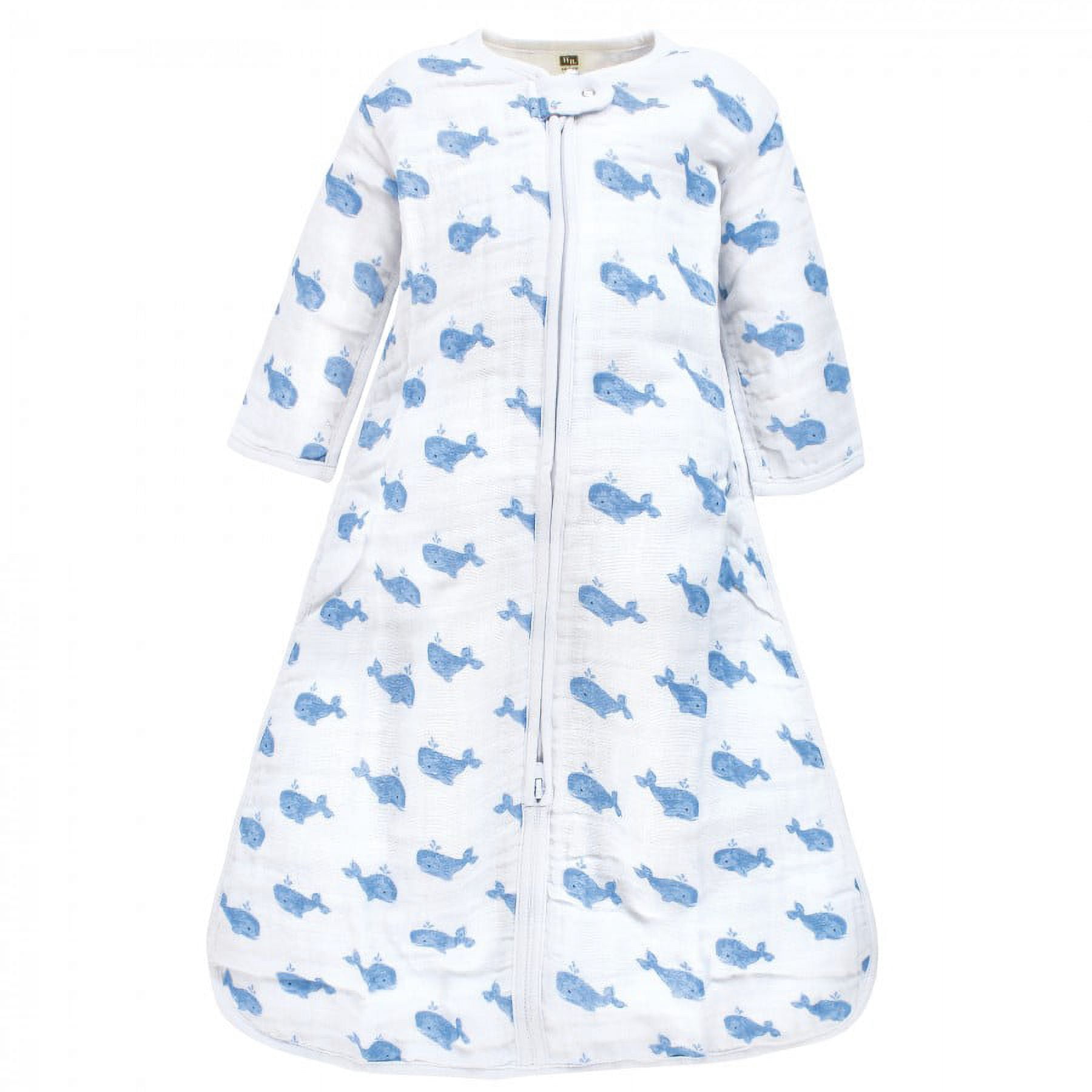 Hudson Baby Infant Boy Long Sleeve Muslin Sleeping Bag, Wearable Blanket, Sleep Sack, Blue Whale, 12-18 Months