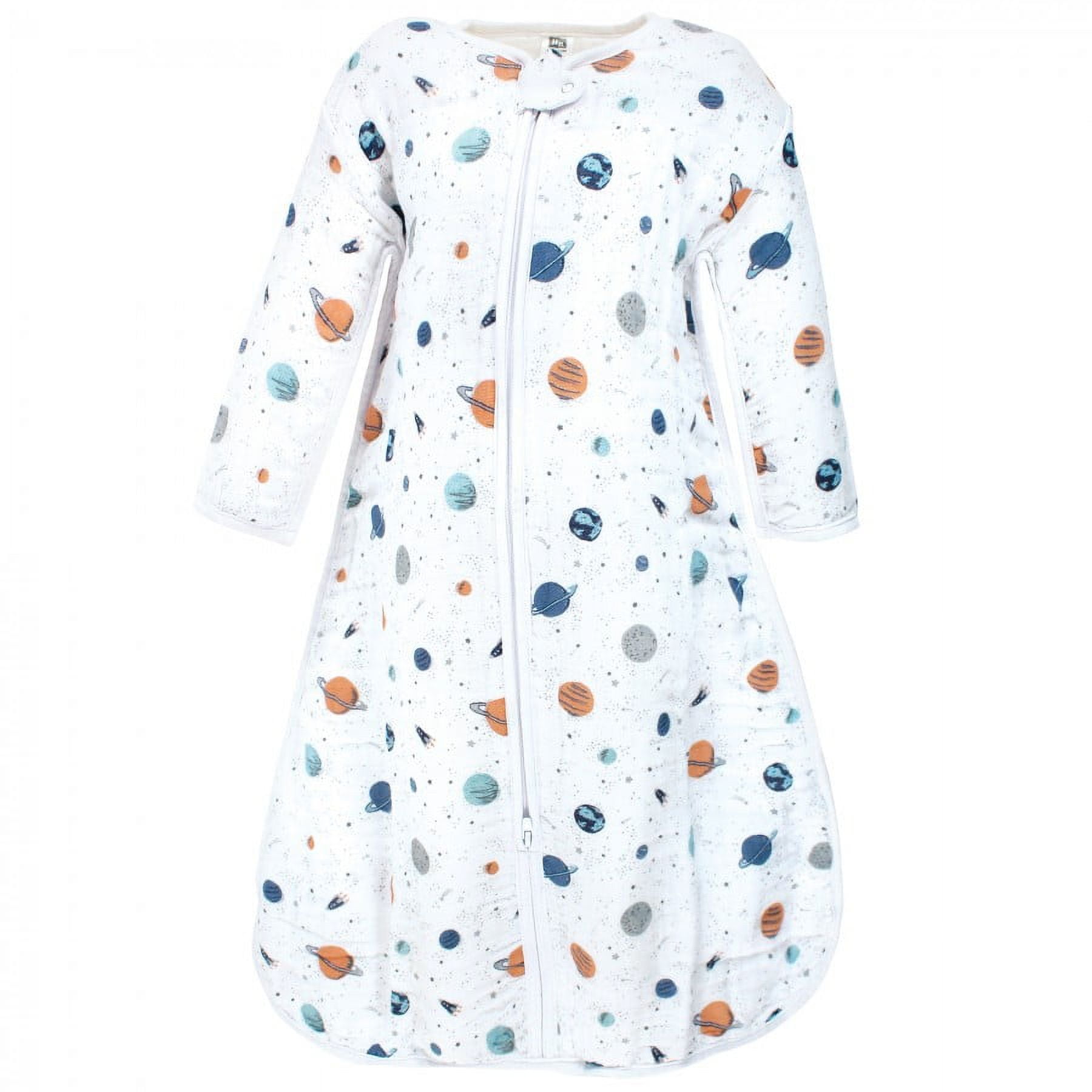 Hudson Baby Infant Boy Long Sleeve Muslin Sleeping Bag, Wearable Blanket, Sleep Sack, Space, 12-18 Months