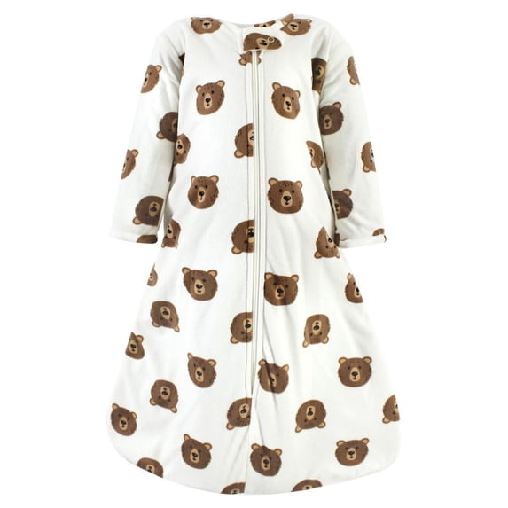 Hudson Baby Infant Boy Long Sleeve Plush Faux Fur Sleeping Bag, Wearable Blanket, Brown Bear, 12-18 Months