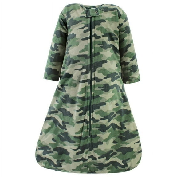 Hudson Baby Infant Boy Long Sleeve Plush Faux Fur Sleeping Bag, Wearable Blanket, Camo, 12-18 Months