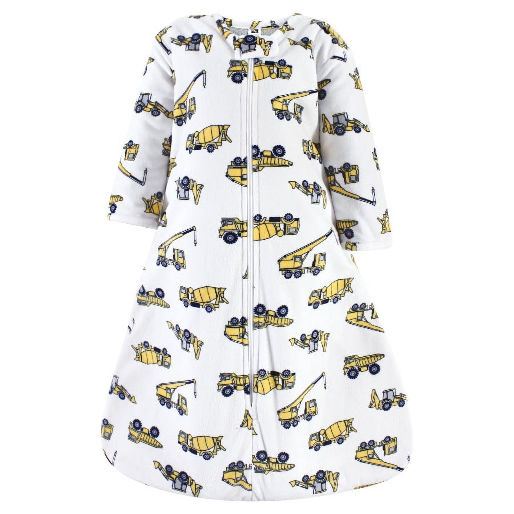 Hudson Baby Infant Boy Long Sleeve Plush Faux Fur Sleeping Bag, Wearable Blanket, Construction, 0-6 Months