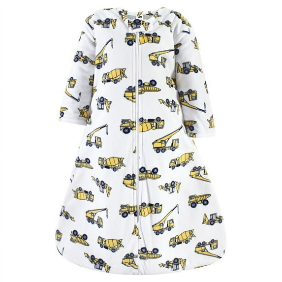 Hudson Baby Infant Boy Long Sleeve Plush Faux Fur Sleeping Bag, Wearable Blanket, Construction, 0-6 Months