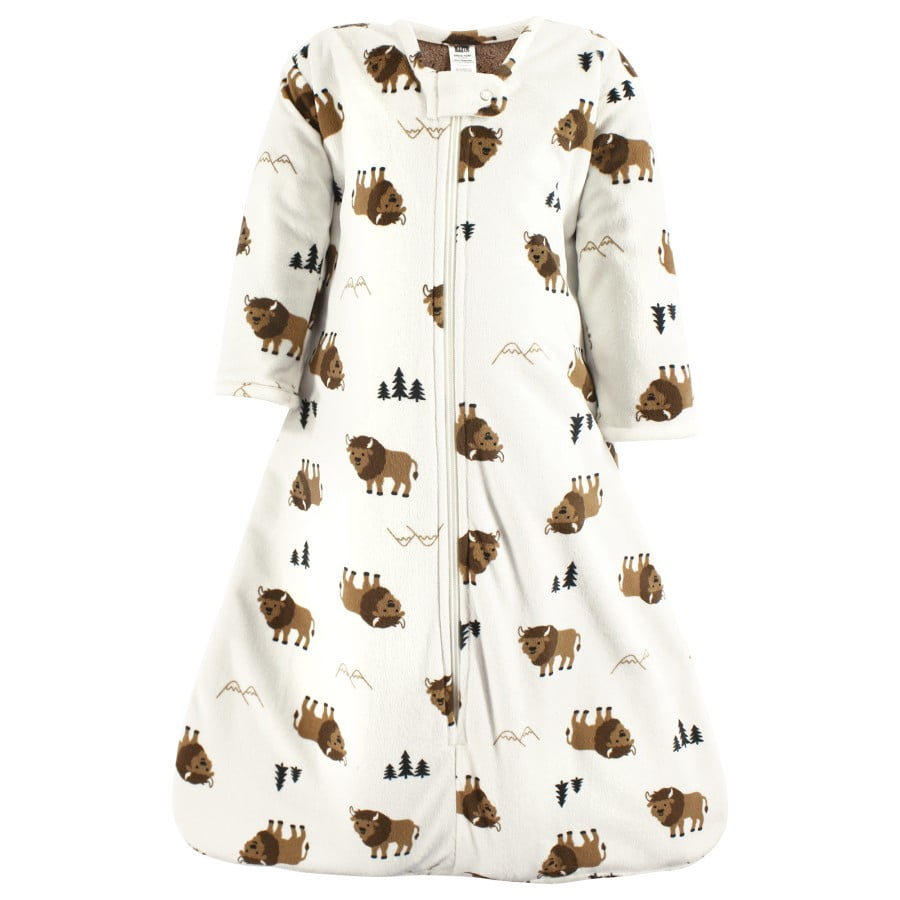 Hudson Baby Infant Boy Long Sleeve Plush Faux Fur Sleeping Bag, Wearable Blanket, Wild Buffalo, 18-24 Months