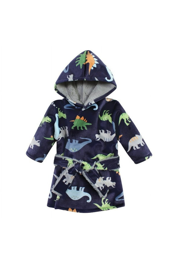 Infant Boy Mink with Faux Fur Lining Pool and Beach Robe Cover-ups, Dinosaurs, 0-6 Months