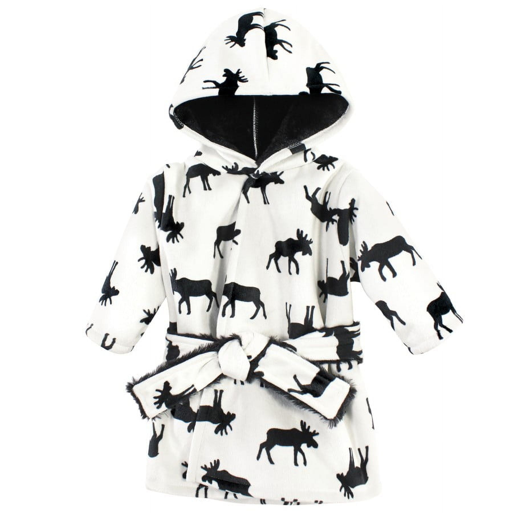 Hudson Baby Infant Boy Mink with Faux Fur Lining Pool and Beach Robe Cover-ups, Moose, 18-24 Months