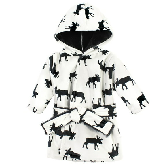 Hudson Baby Infant Boy Mink with Faux Fur Lining Pool and Beach Robe Cover-ups, Moose, 6-12 Months