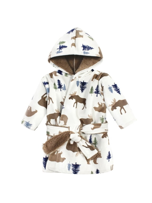 Infant Boy Mink with Faux Fur Lining Pool and Beach Robe Cover-ups, Moose Bear, 18-24 Months