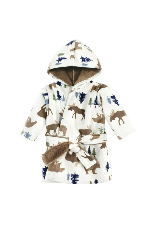 Infant Boy Mink with Faux Fur Lining Pool and Beach Robe Cover-ups, Moose Bear, 18-24 Months