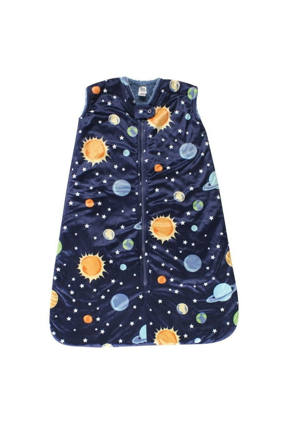 Infant Boy Mink with Faux Shearling Inner Sleeping Bag, Sack, Blanket, Solar System, 12-18 Months