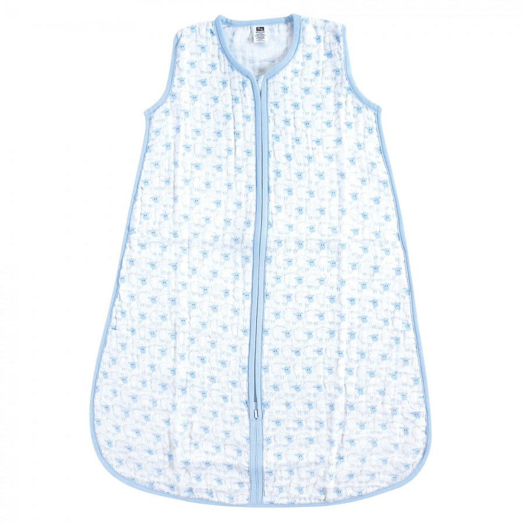 Hudson Baby Infant Boy Muslin Cotton Sleeveless Wearable Sleeping Bag, Sack, Blanket, Blue Sheep, 6-12 Months