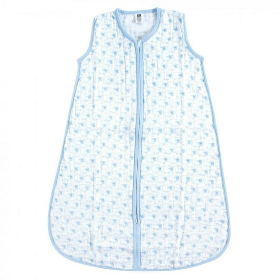 Hudson Baby Infant Boy Muslin Cotton Sleeveless Wearable Sleeping Bag, Sack, Blanket, Blue Sheep, 6-12 Months