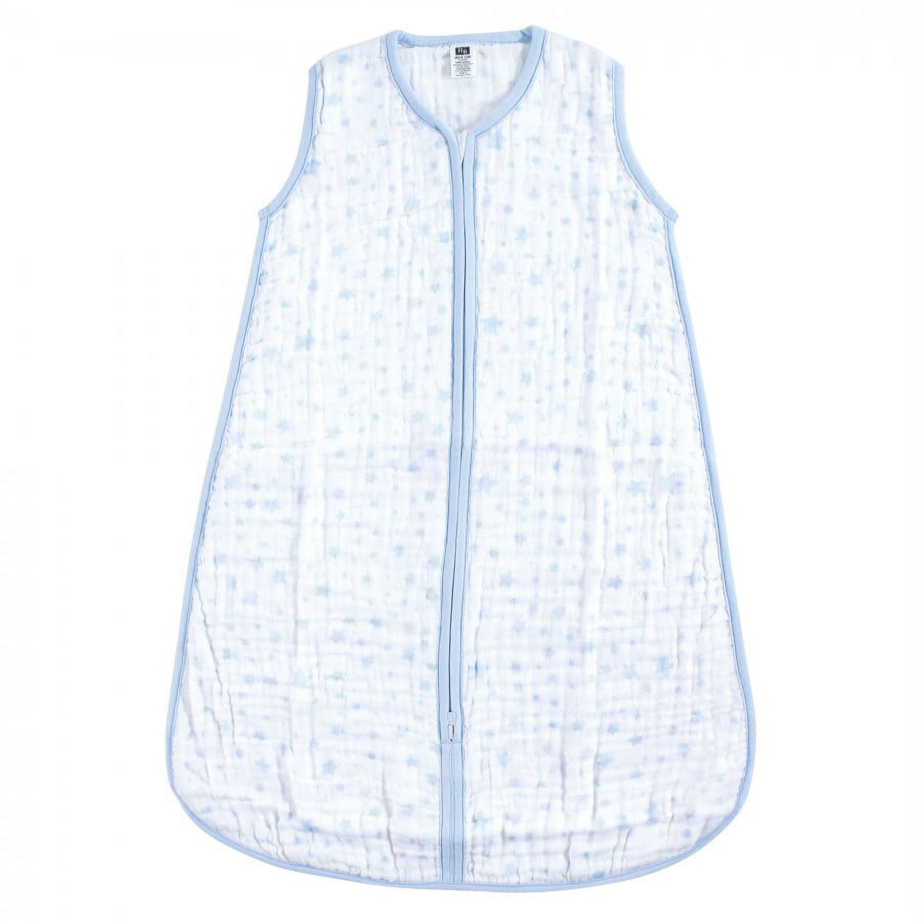 Hudson Baby Infant Boy Muslin Cotton Sleeveless Wearable Sleeping Bag, Sack, Blanket, Blue Stars, 12-18 Months