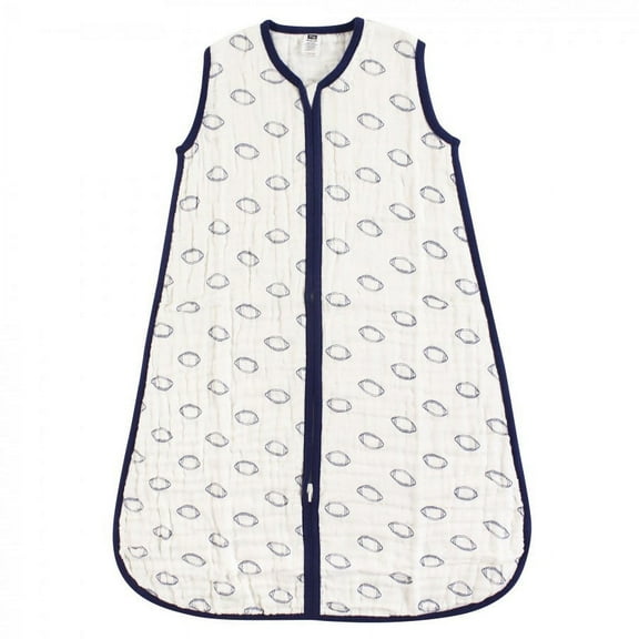 Hudson Baby Infant Boy Muslin Cotton Sleeveless Wearable Sleeping Bag, Sack, Blanket, Football, 12-18 Months