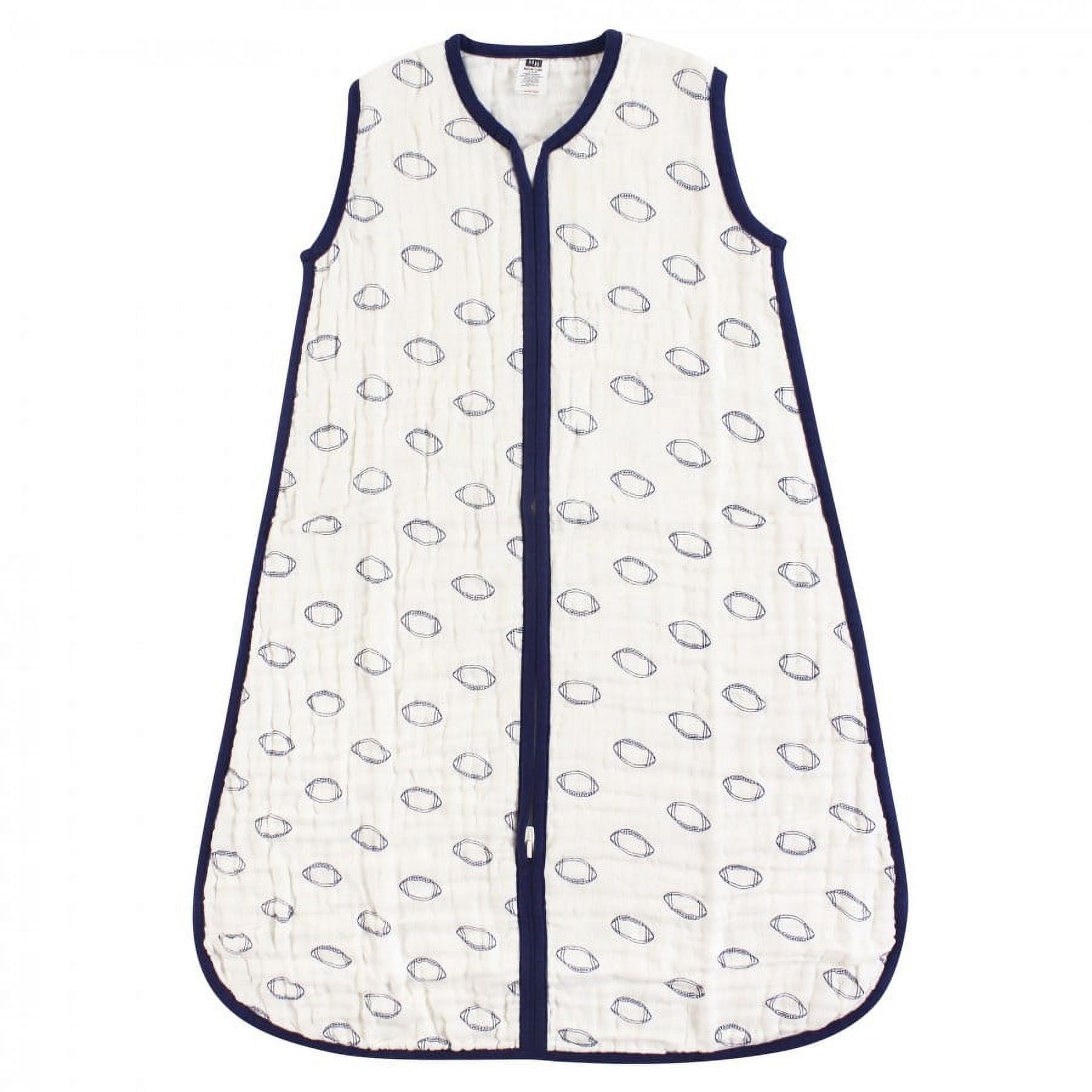 Hudson Baby Infant Boy Muslin Cotton Sleeveless Wearable Sleeping Bag, Sack, Blanket, Football, 6-12 Months